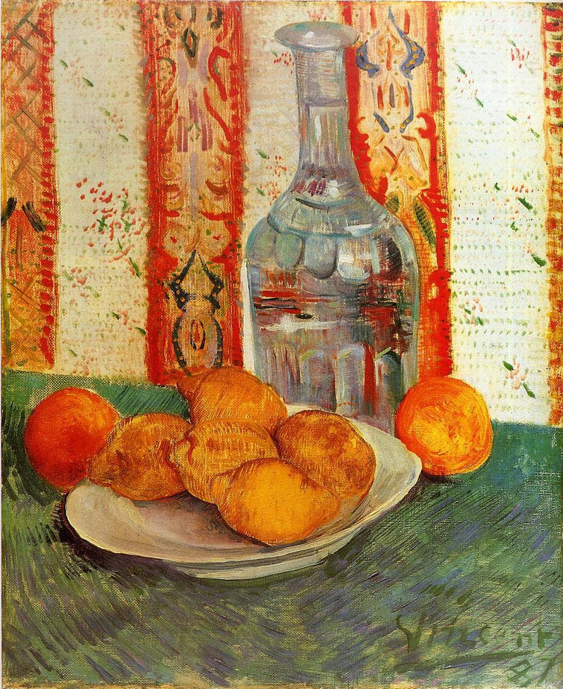 Still Life with Decanter and Lemons on a Plate by Vincent van Gogh — Oil Painting Reproduction