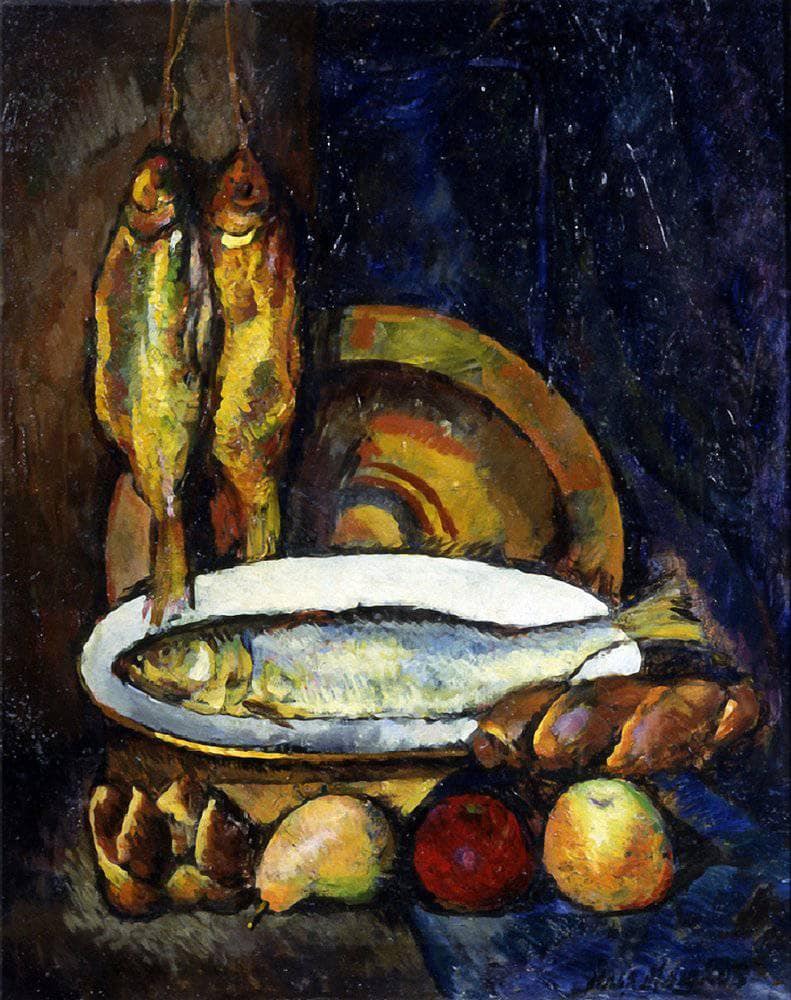 Still Life with Fish by Ilya Mashkov — Oil Painting Reproduction