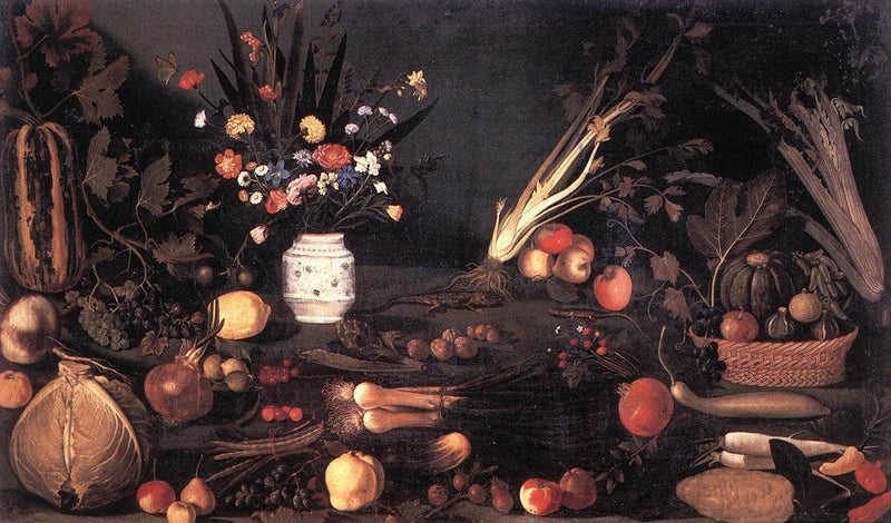 Still Life with Flowers and Fruit by Caravaggio — Oil Painting Reproduction