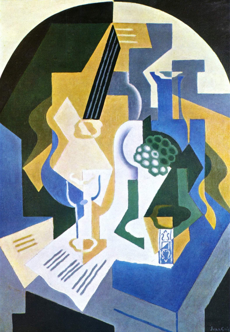 Still life with fruit bowl and mandolin by Juan Gris — Oil Painting Reproduction
