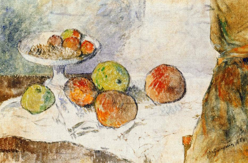 Still life with fruit plate by Paul Gauguin — Oil Painting Reproduction