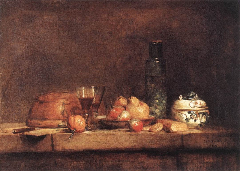 Still Life with Jar of Olives by Jean-Baptiste-Simeon Chardin — Oil Painting Reproduction