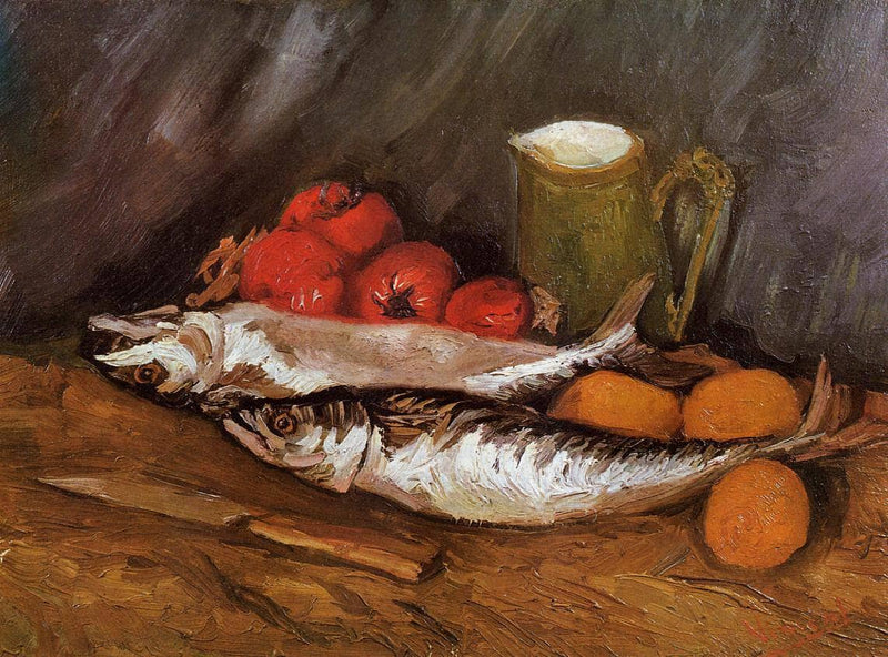 Still Life with Mackerels, Lemons and Tomatoes by Vincent van Gogh — Oil Painting Reproduction