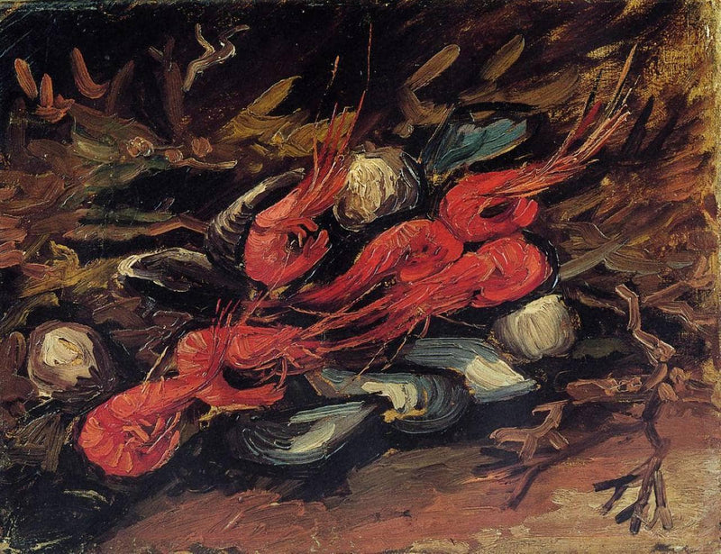 Still Life with Mussels and Shrimp by Vincent van Gogh — Oil Painting Reproduction