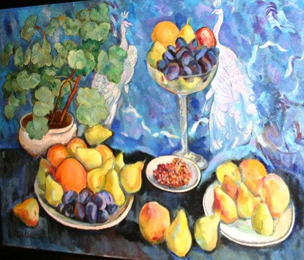 Still life with peacocks by Ilya Mashkov — Oil Painting Reproduction