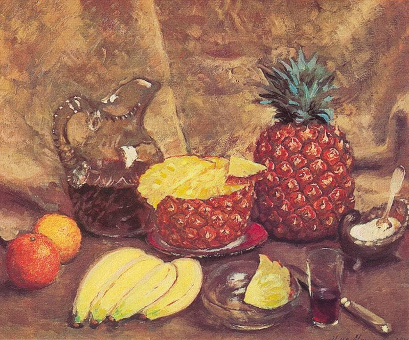 Still life with pineapples by Ilya Mashkov — Oil Painting Reproduction