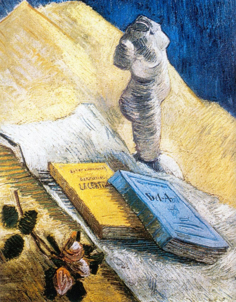 Still Life with Plaster Statuette, a Rose and Two Novels by Vincent van Gogh — Oil Painting Reproduction
