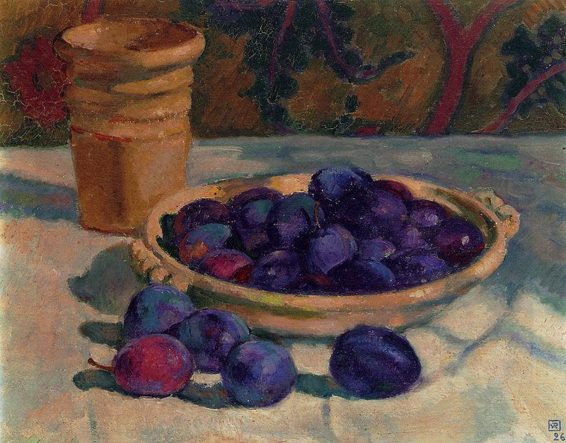 Still Life with Plums by Theo van Rysselberghe — Oil Painting Reproduction