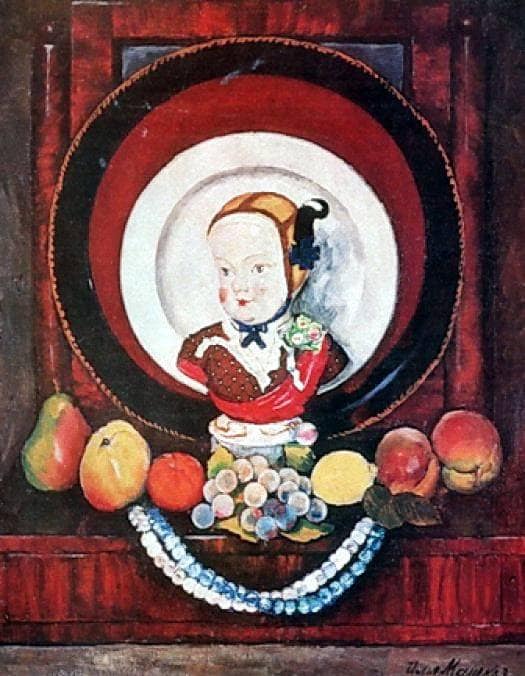 Still life with porcelain doll by Ilya Mashkov — Oil Painting Reproduction