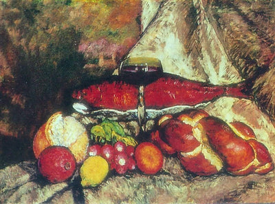 Still life with red fish in dining room