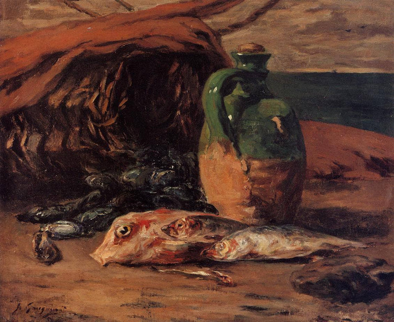 Still life with red mullet and jug by Paul Gauguin — Oil Painting Reproduction