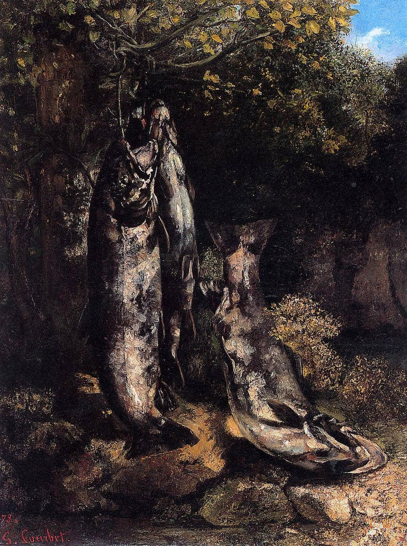 Still Life with Three Trout from the Loue River by Gustave Courbet — Oil Painting Reproduction