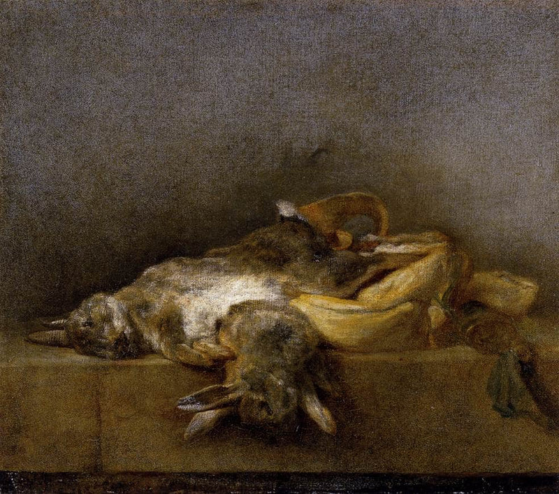 Still Life with Two Rabbits by Jean-Baptiste-Simeon Chardin — Oil Painting Reproduction