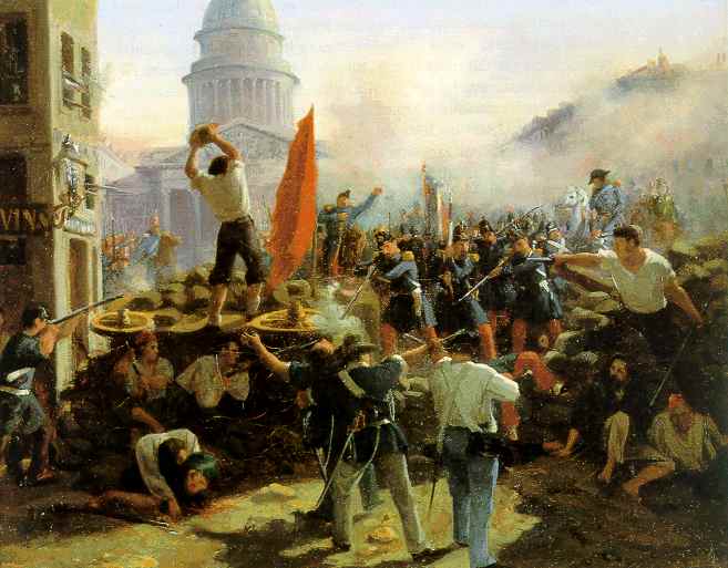 Street Fighting on Rue Soufflot, Paris, June 25, 1848 by Horace Vernet — Oil Painting Reproduction