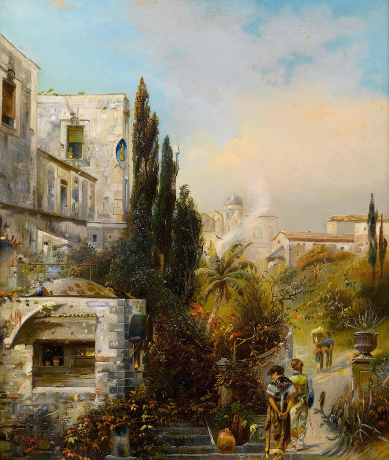Street in Naples by Robert Alott — Oil Painting Reproduction