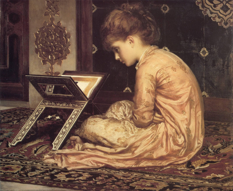 Study At a Reading Desk by Frederic Leighton — Oil Painting Reproduction