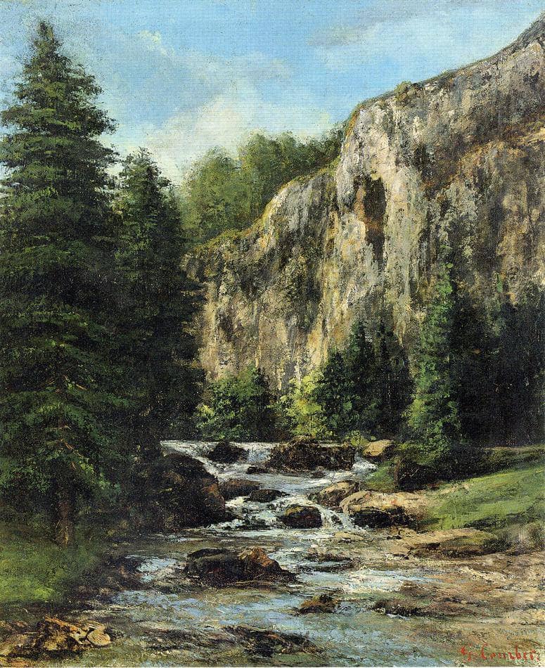 Study for Landscape with Waterfall by Gustave Courbet — Oil Painting Reproduction