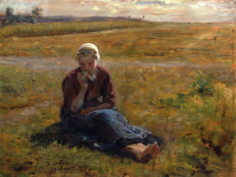 Study for ''The Tea Break'' (August 10, 1885) by Jules Breton — Oil Painting Reproduction