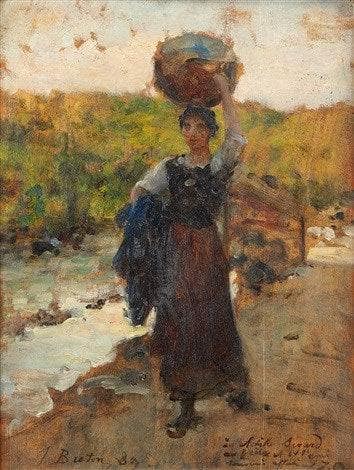 Study for The Washerwoman from 1890 by Jules Breton — Oil Painting Reproduction