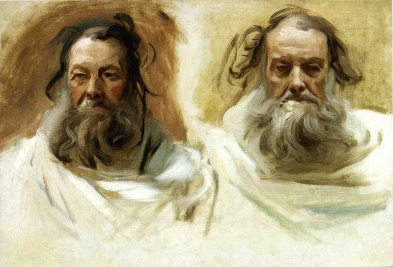 Study for Two Heads for Boston Mural "The Prophets" by John Singer Sargent — Oil Painting Reproduction