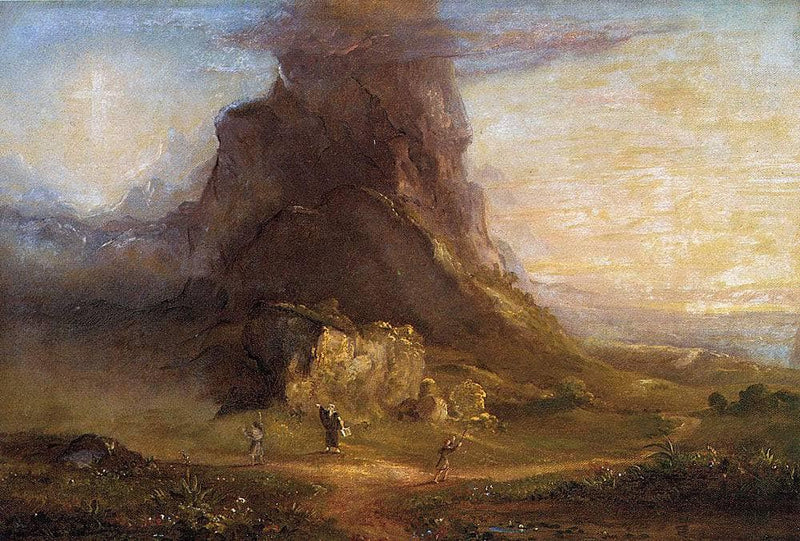 Study for Two Youths Enter Upon a Pilgrimage by Thomas Cole, Oil Painting Reproduction