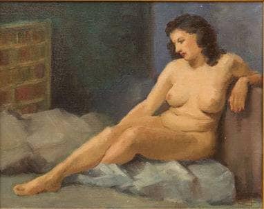 Study of a female nude in bedroom