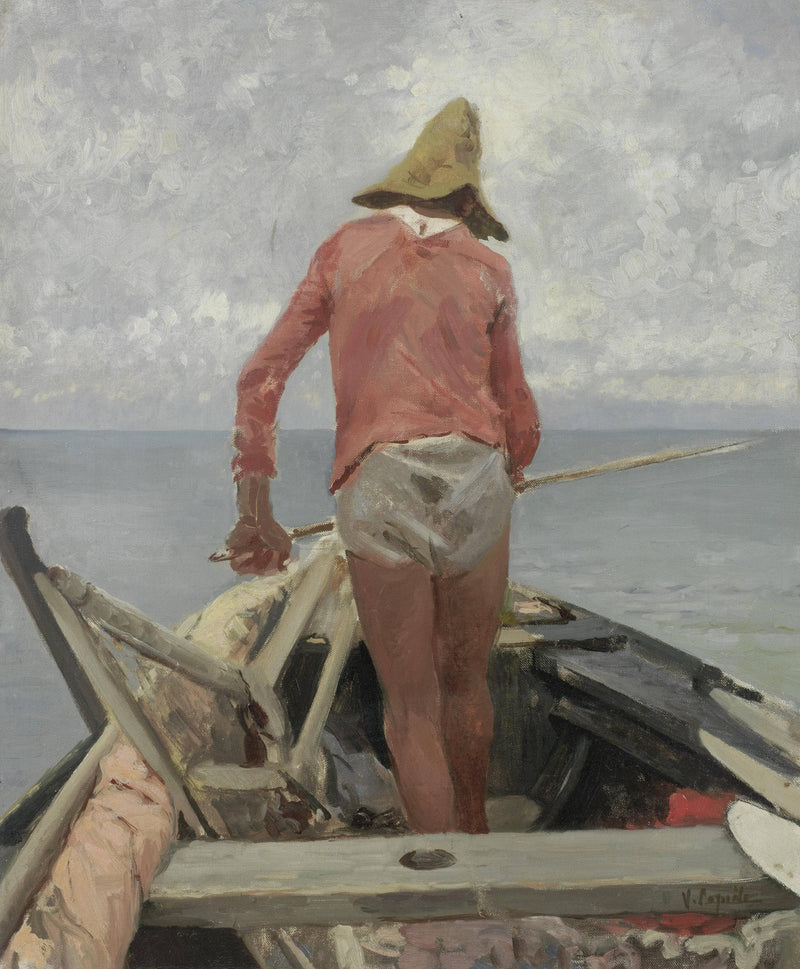 Study of a fisherman by Vincenzo Caprile — Oil Painting Reproduction