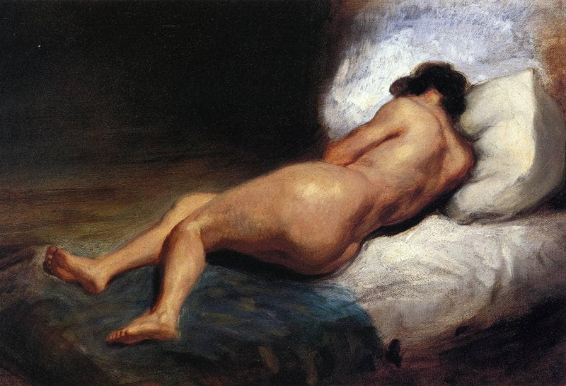 Study of a Reclining Nude by Eugene Delacroix — Oil Painting Reproduction