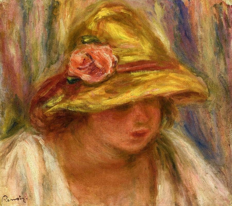 Study of a Woman in a Yellow Hat by Pierre-Auguste Renoir — Oil Painting Reproduction