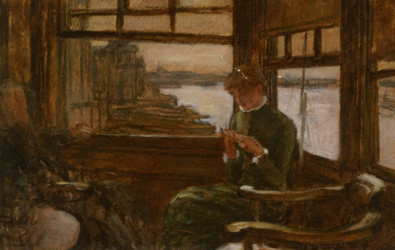 Study of Cathlene Newton in a Thames Tavern by James Tissot — Oil Painting Reproduction