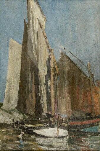 Study of fishing boats by Eugene Boudin — Oil Painting Reproduction