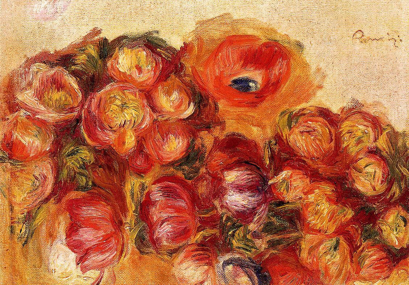 Study of Flowers Anemones and Tulips by Pierre-Auguste Renoir — Oil Painting Reproduction