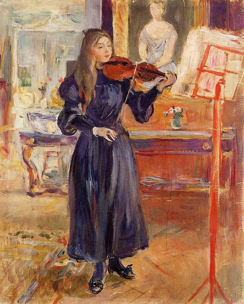 Studying the Violin by Berthe Morisot — Oil Painting Reproduction