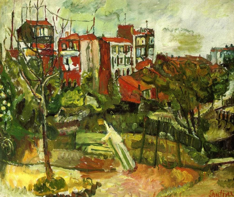 Suburban Landscape with Red Houses by Chaim Soutine — Oil Painting Reproduction