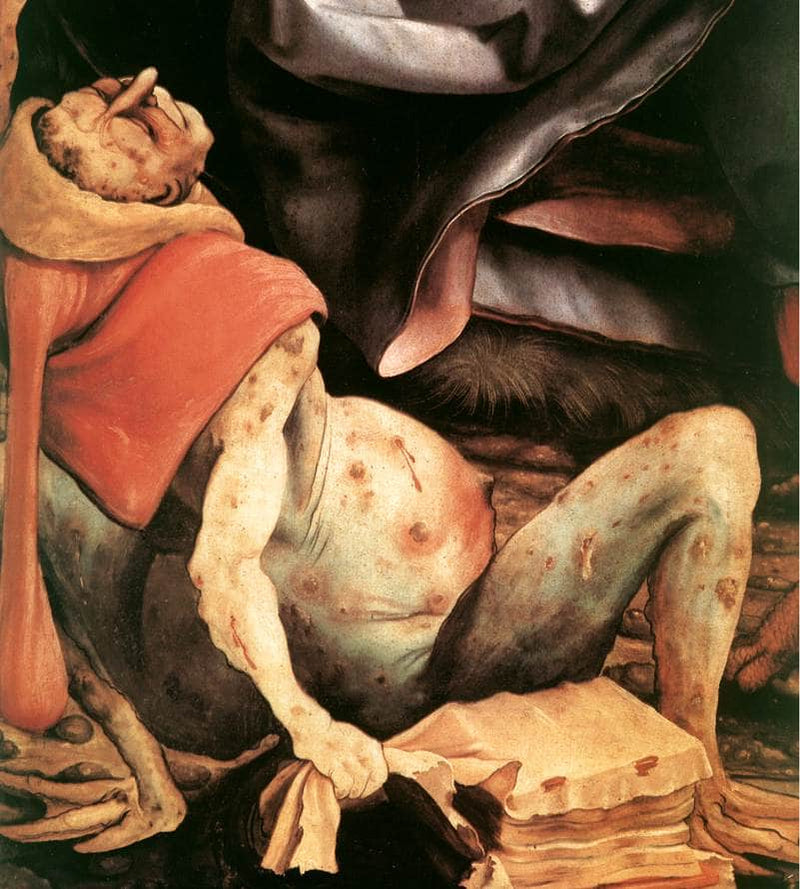 Suffering Man (detail from The Temptation of St. Anthony) by Matthias Grünewald — Oil Painting Reproduction