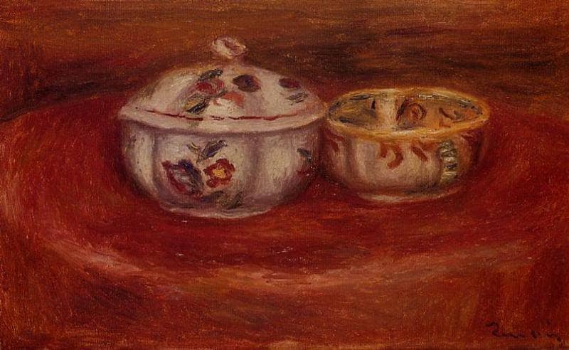Sugar Bowl and Earthenware Bowl by Pierre-Auguste Renoir — Oil Painting Reproduction