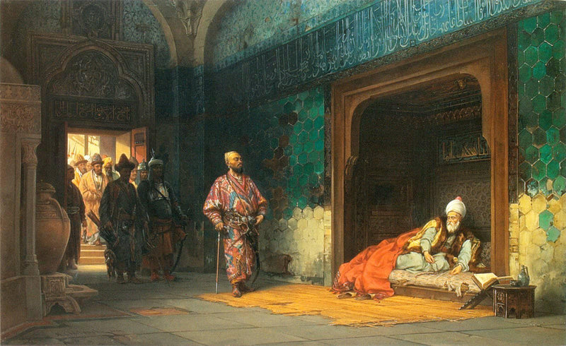 Sultan Bayezid prisoned by Timur by Stanislaw Chlebowski, Oil Painting Reproduction