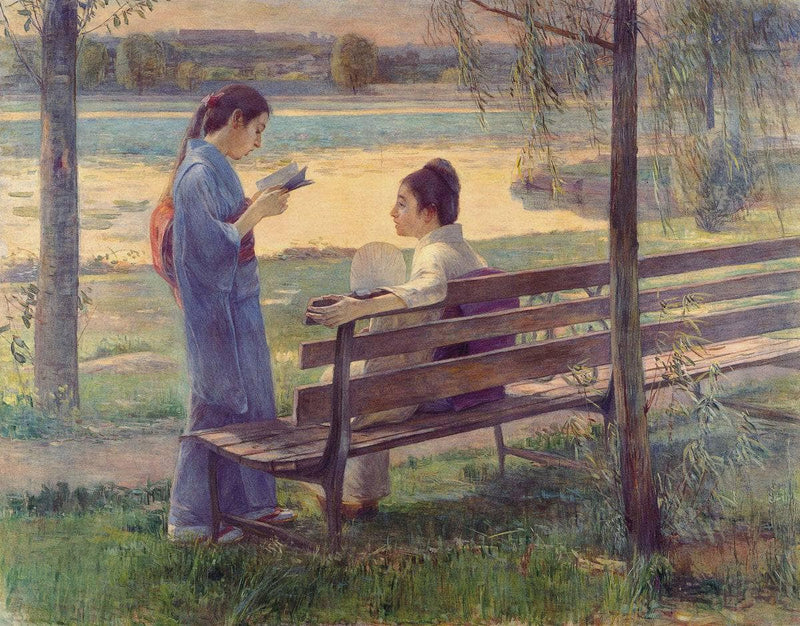 Summer Evening Beside the Lake by Fujishima Takeji — Oil Painting Reproduction
