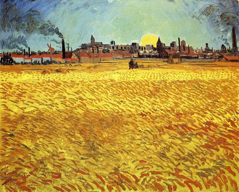Summer Evening, Wheatfield with Setting sun by Vincent van Gogh — Oil Painting Reproduction