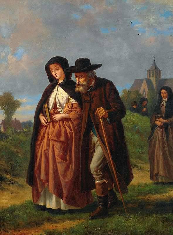 Sunday church by Karl Lessing — Oil Painting Reproduction