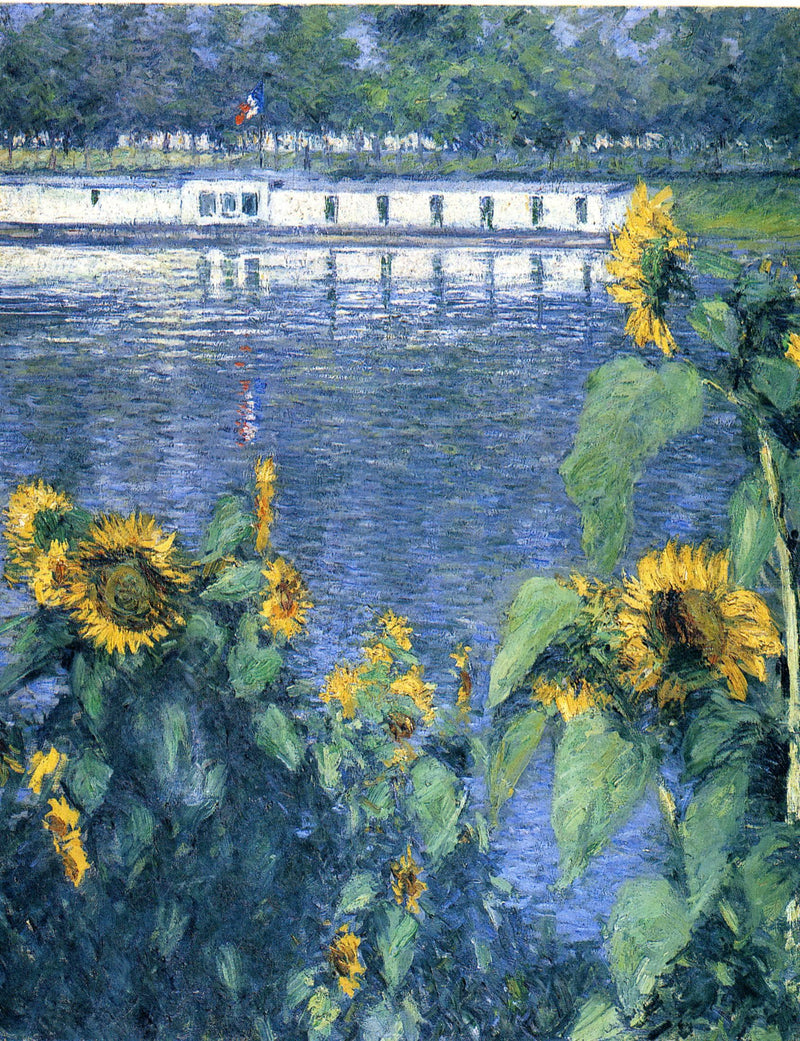 Sunflowers on the Banks of the Seine by Gustave Caillebotte — Oil Painting Reproduction