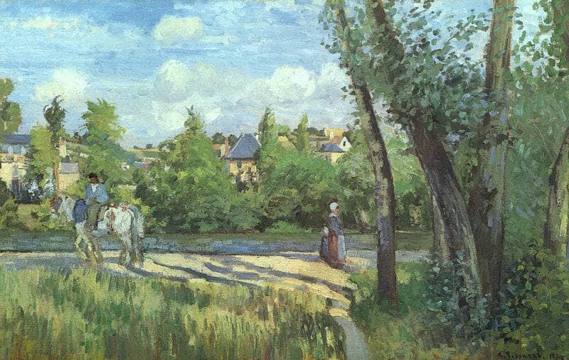 Sunlight on the Road Pontoise by Camille Pissarro — Oil Painting Reproduction