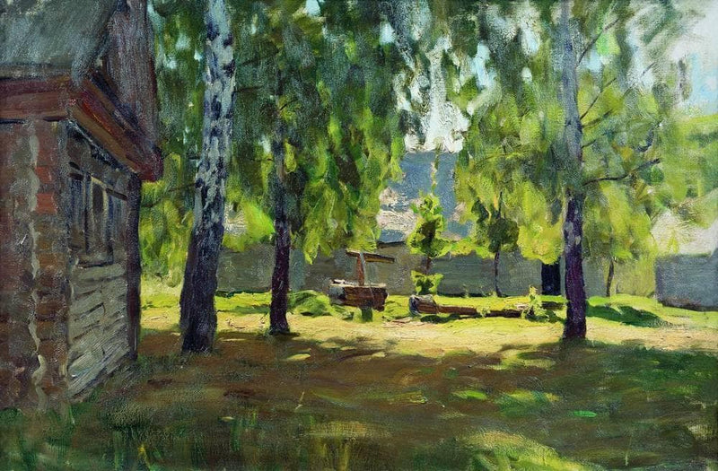 Sunny Day. Near the isba. by Isaac Levitan — Oil Painting Reproduction