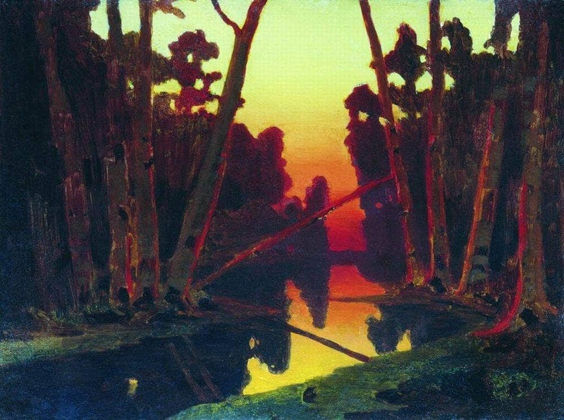 Sunset in the forest by Arkhyp Kuindzhi — Oil Painting Reproduction
