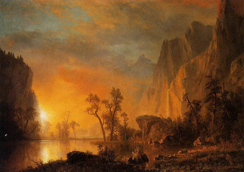 Sunset in the Rockies by Albert Bierstadt — Oil Painting Reproduction