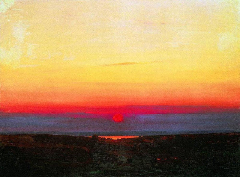 Sunset in the steppes by the sea by Arkhyp Kuindzhi — Oil Painting Reproduction