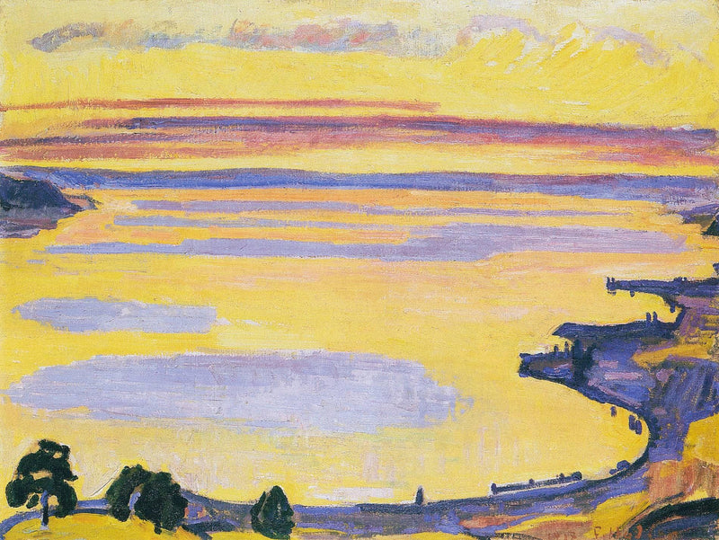 Sunset on Lake Geneva from the Caux by Ferdinand Hodler — Oil Painting Reproduction