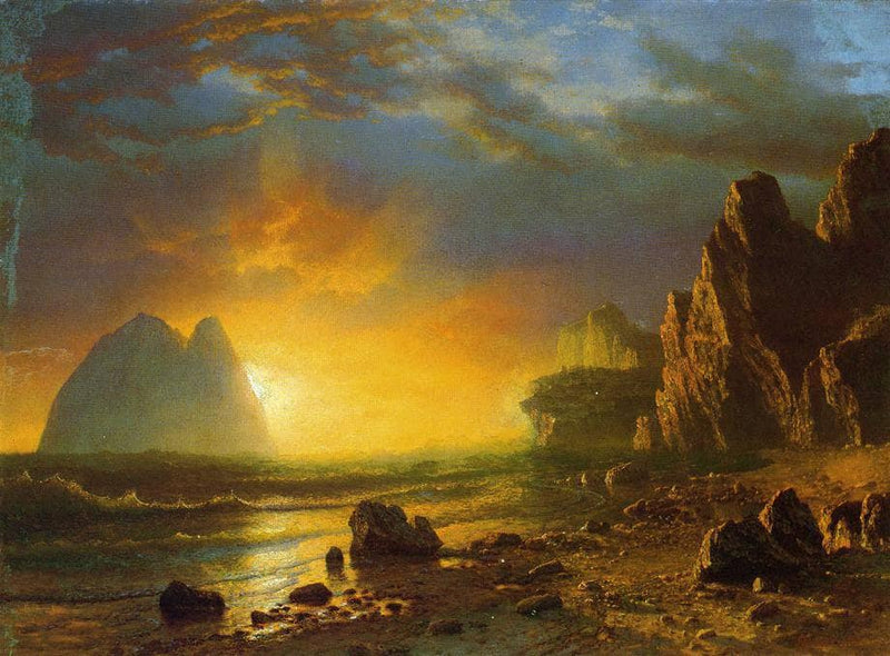 Sunset on the Coast by Albert Bierstadt — Oil Painting Reproduction