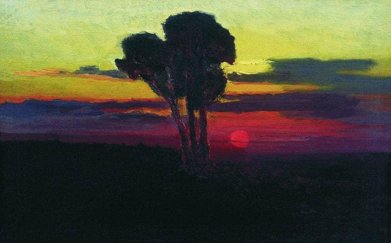 Sunset with trees by Arkhyp Kuindzhi — Oil Painting Reproduction