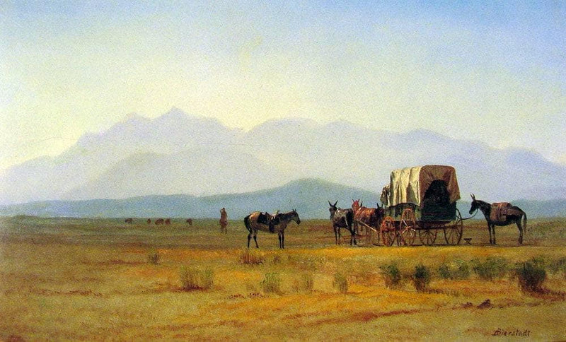 Surveyors Wagon in the Rockies by Albert Bierstadt — Oil Painting Reproduction